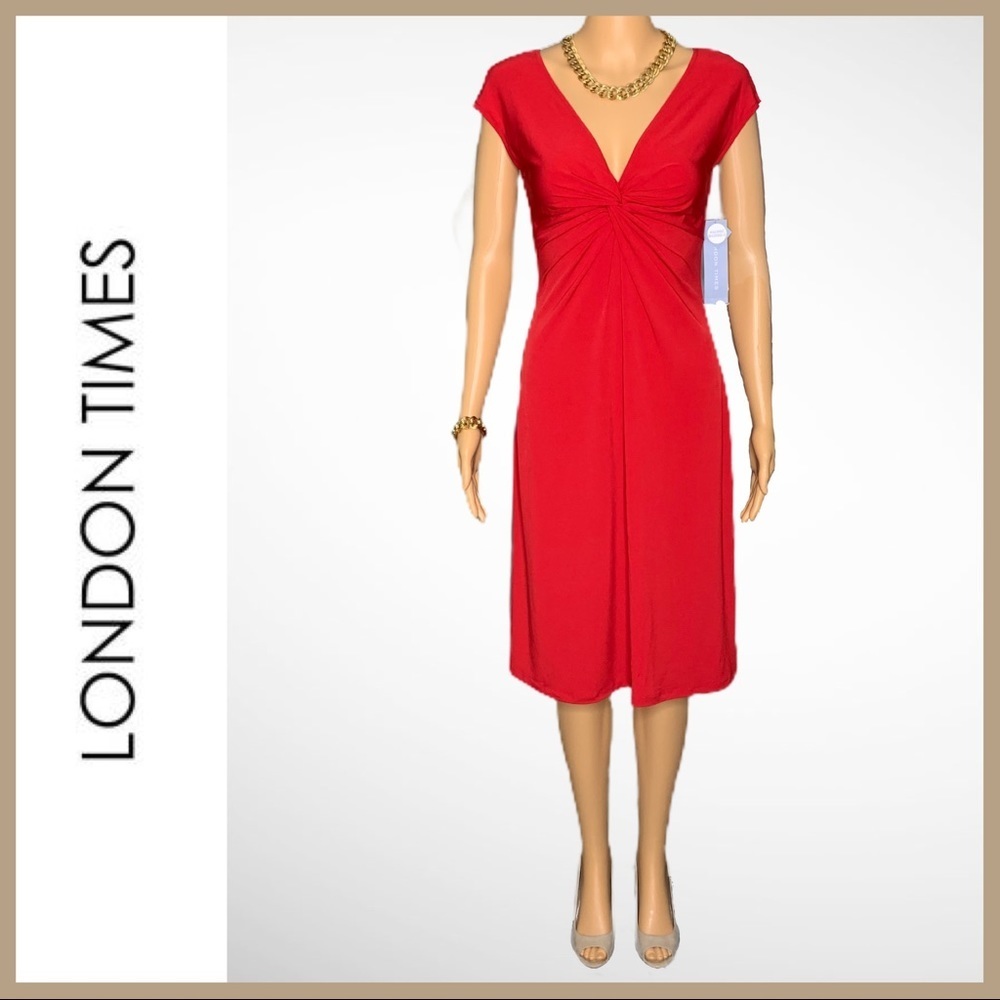 London Times Twist Front Fit & Flare Dress NWT